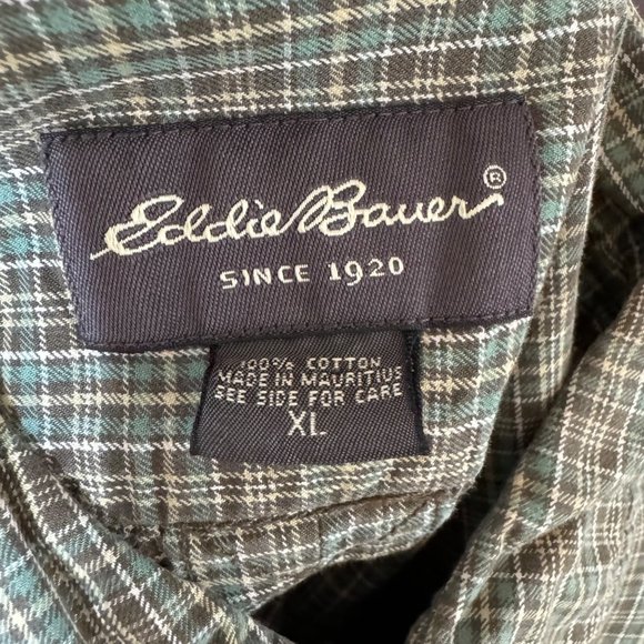 Eddie Bauer Men's Green Micro Plaid Long Sleeve Casual Button Shirt Size XL - Picture 6 of 12